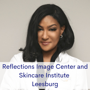 Headshot of Lasondra Gray reads "Reflections Image Center and Skincare Institute Leesburg"